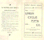 Everything Bicycles - : 1894 Waltham Bicycle from Union Cycle Mfg Co of Boston, Mass. (Original, not a reprint) : Catalogs-Antique, Bicycle Mfgrs.