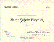 Everything Bicycles - : 1891 Overman Wheel Co fo Chicopee Falls, MA, maker of Victor Bicycles (Original, not a reprint): Catalogs-Antique, Bicycle Mfgrs.