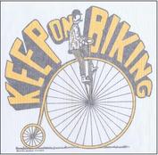 Everything Bicycles - : KEEP ON BIKING Iron on Transfer for T-Shirts - A Gent With a Mustache Riding a Hig Wheel: Stickers, Decals & Heat-Transfers (adhesive & water transfer)