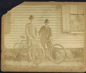 Everything Bicycles - : c.1898 TWO GENTS STANDING WITH SAFETIES IN FRONT OF BUILDING: Photographs-Antique Collectables (tin, glass, paper)