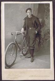 Everything Bicycles - : c.1897 YOUNG MAN STANDING ADJACENT TO A SAFETY-Acker Studio in Hornellsville: Photographs-Antique Collectables (tin, glass, paper)