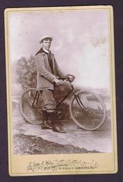Everything Bicycles - : c.1897 YOUNG MAN WEARING KNICKERS, SAFETY HAS TOE CLIPS-Otto E. Weber Gallery, Lancaster, PA: Photographs-Antique Collectables (tin, glass, paper)