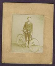 Everything Bicycles - : c.1897 YOUNG MAN STANDING BESIDE SAFETY-Notice the Toe Clips on the Pedals & the Rear Axle Peg: Photographs-Antique Collectables (tin, glass, paper)