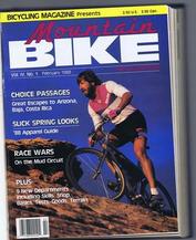 Everything Bicycles - : 1988 February, MOUNTAIN BIKE by Rodell Press, Vol. IV No. 1 : Magazines&Periodicals-Contempory, Various Titles