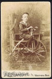 Everything Bicycles - : c.1880`s YOUNG BOY ON TRICYCLE - Denver, CO Studio of A.E. Rinehart (see the picture gallery): Photographs-Antique Collectables (tin, glass, paper)