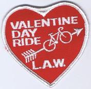 Everything Bicycles - : Valentine Day Ride,&nbsp;c.1975-L.A.W.: Patches & Emblems, Embroidered (for iron & sew on)