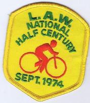 Everything Bicycles - : National Half Centuy Run 1974, September-L.A.W.: Patches & Emblems, Embroidered (for iron & sew on)