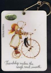 Everything Bicycles - : Holly Hobbie High Wheel Tricycle-`FRIENDSHIP MAKES THE ROUGH ROAD SMOOTH`: Keychains (aka Fobs)