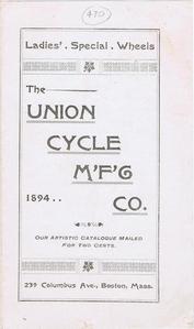 Everything Bicycles - : 1894 Union Cycle Mfg Co of Boston, MA (Original, not a reproduction): Catalogs-Antique, Bicycle Mfgrs.
