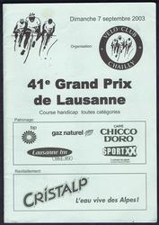 Everything Bicycles - : 2003 41st GRAND PRIX of LAUSANNE, SWITZERLAND: Programs, Posters, Adverts & Memorabilia for Racing & Touring Events