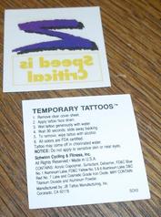 Everything Bicycles - : NOS SCHWINN Temporary Tattoo <strong><em>Speed Is Critical</em></strong>: Stickers, Decals & Heat-Transfers (adhesive & water transfer)